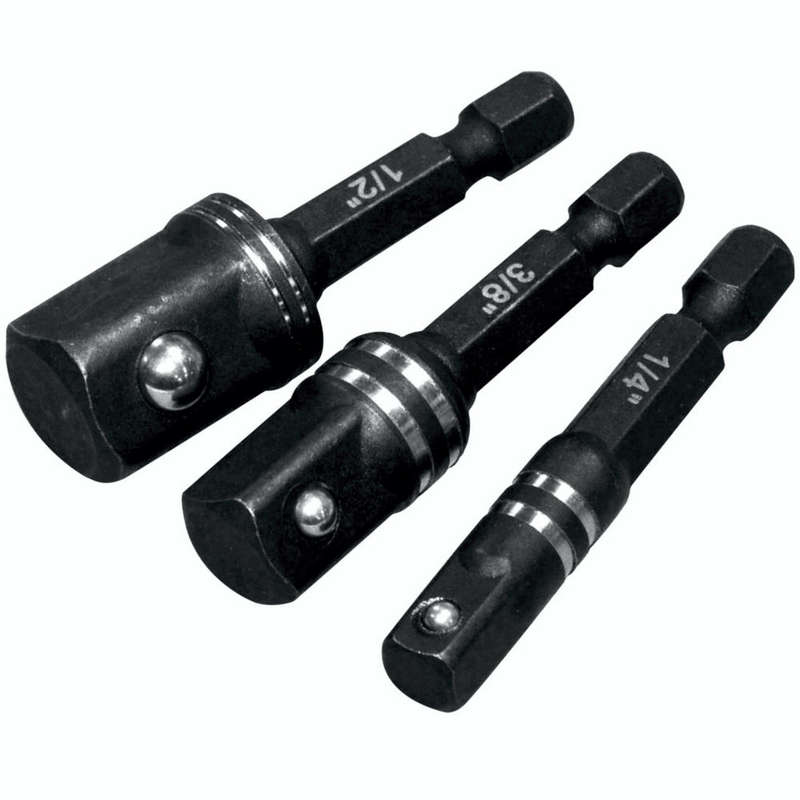 Impact socket adaptor 3pc set 1/4' 3/8' 1/2'