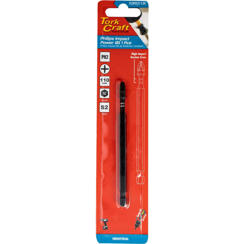 Impact ph2 x 110mm power bit 1pc carded