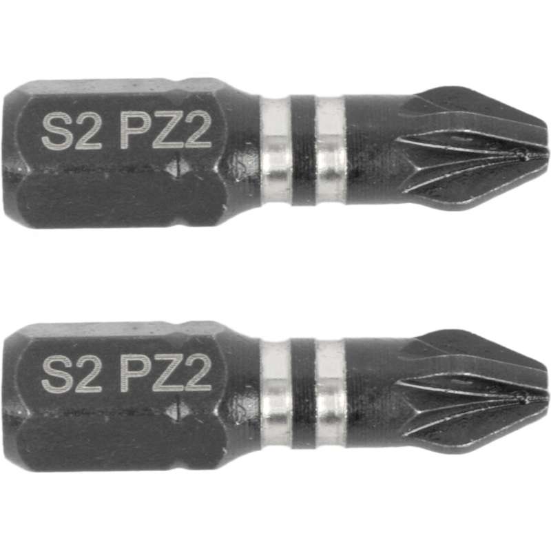 Impact pozi.2 x 25mm ins.bit 2/card pz2