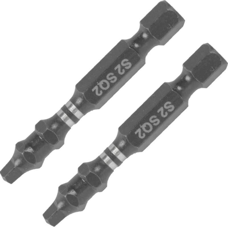Impact square sq no.2 x 50mm pwr bit 2/card sq2