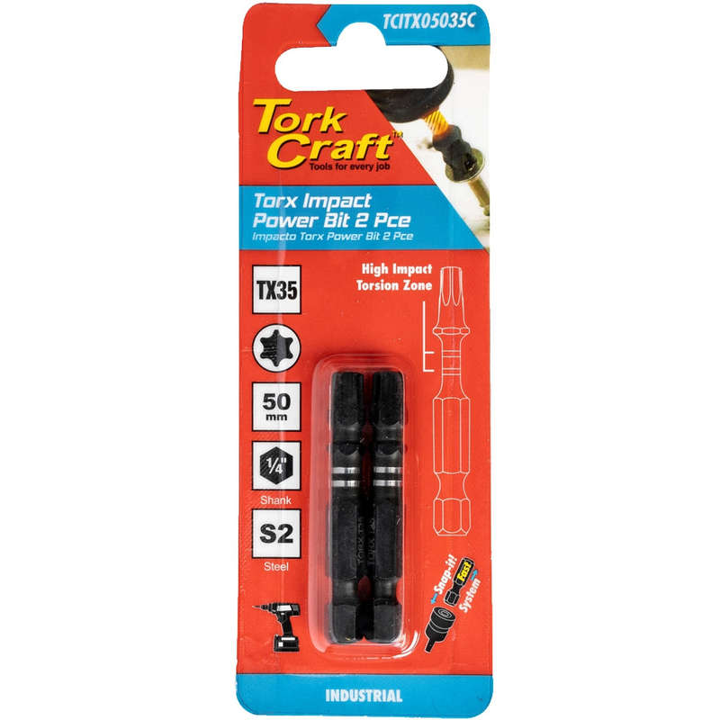 Torx tx 35 impact power bit 50mm 2pc carded