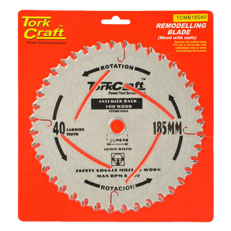 Blade master type 185x40t 20-16mm anti kick back