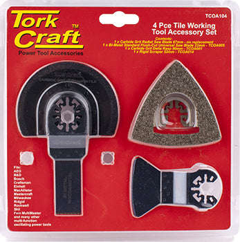 Quick change oscillating tile working accessory kit 4pc