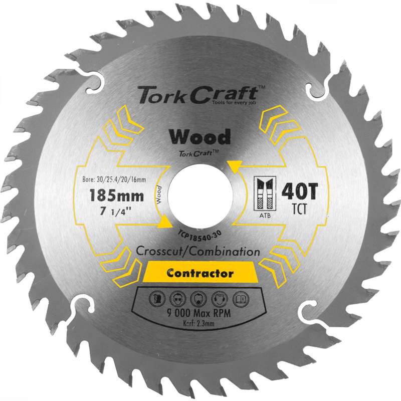 Blade contractor 185 x 40t 30/20/16/1 circular saw tct