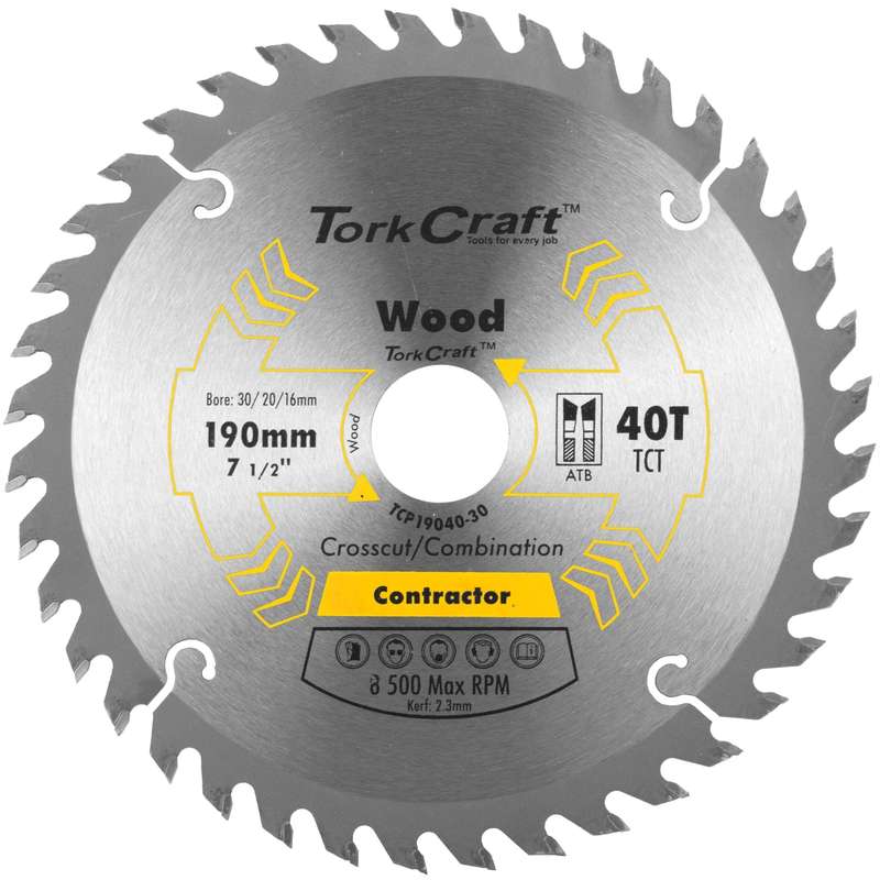Blade contractor 190 x 40t 30/20/16 circular saw tct