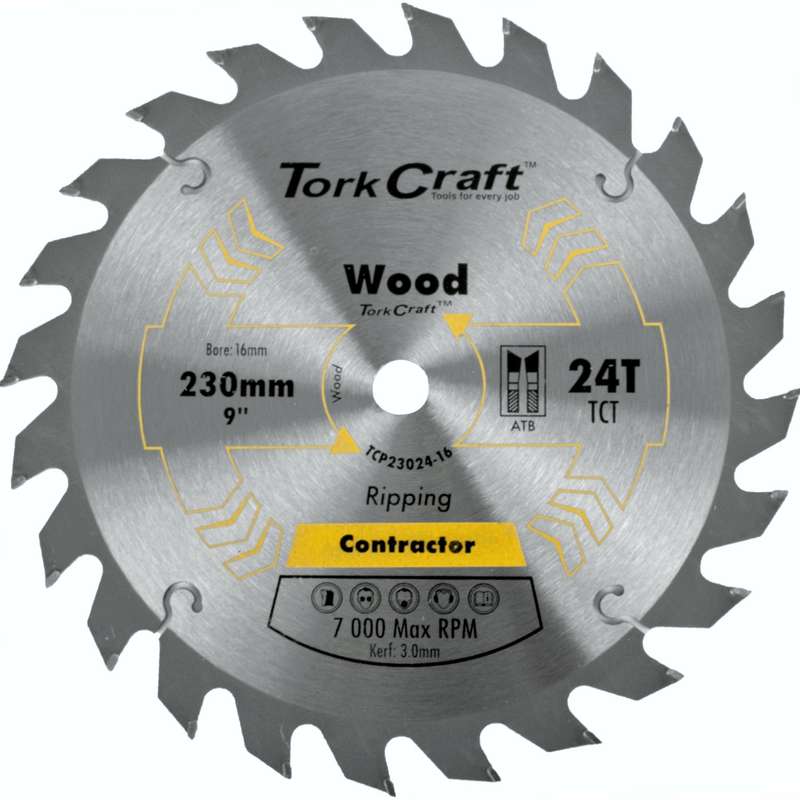 Blade contractor 230 x 24t 16mm circular saw tct