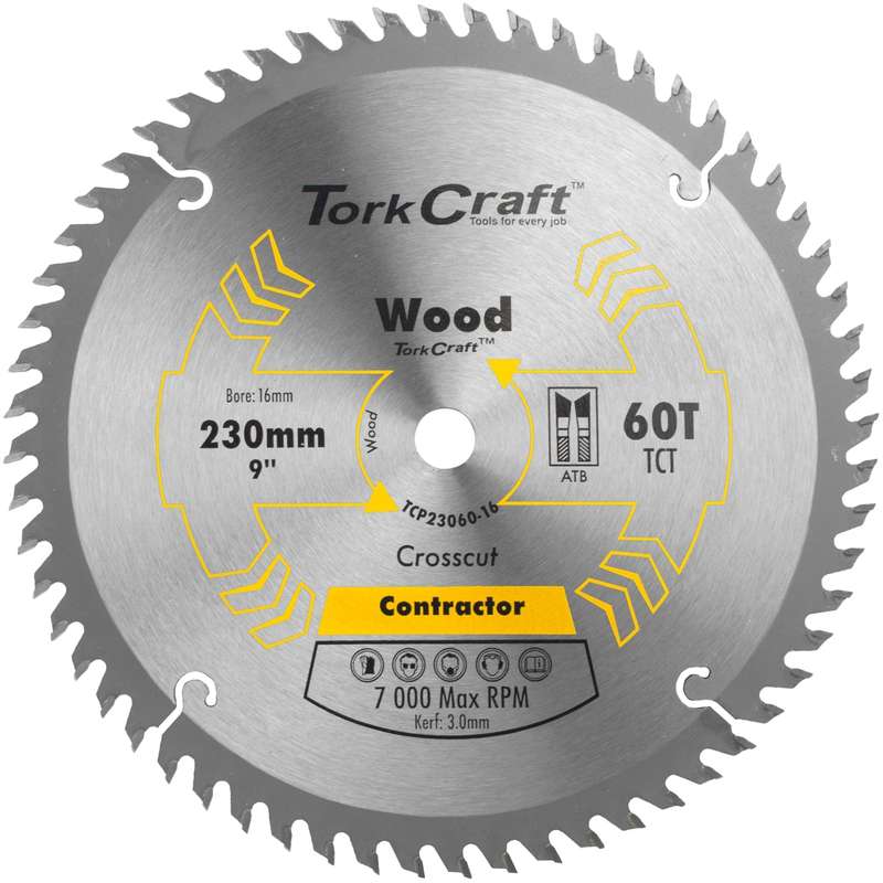 Blade contractor 230 x 60t 16mm circular saw tct