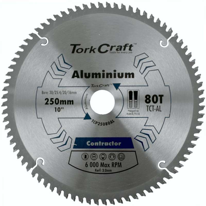 Blade contractor alum 250 x 80t tcg neg 30mm circular saw tct