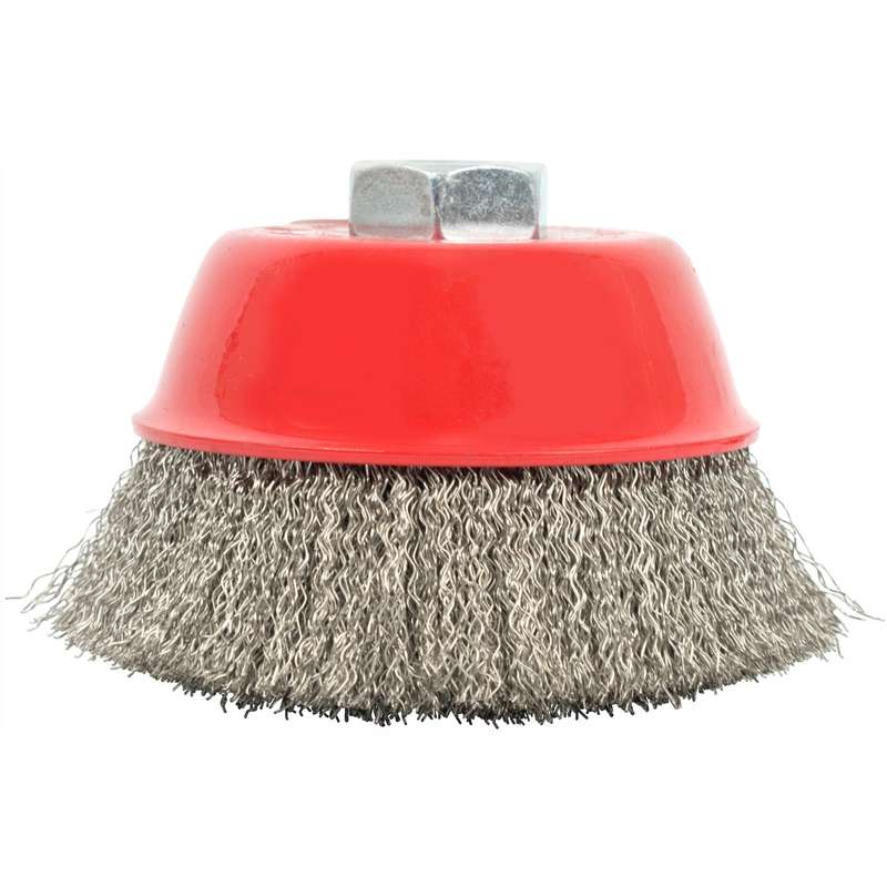 Wire cup brush 100 x m14 crimped stainless steel bulk tcw