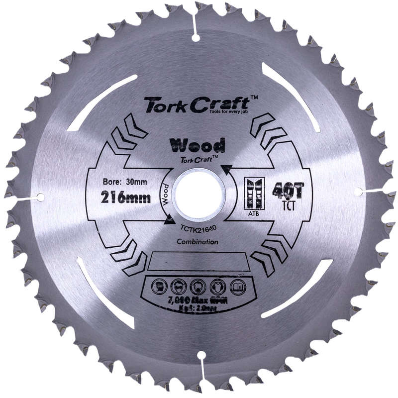 Tct saw blade 216mm x 2.0mm x 30mm x 40t wood thin kerf