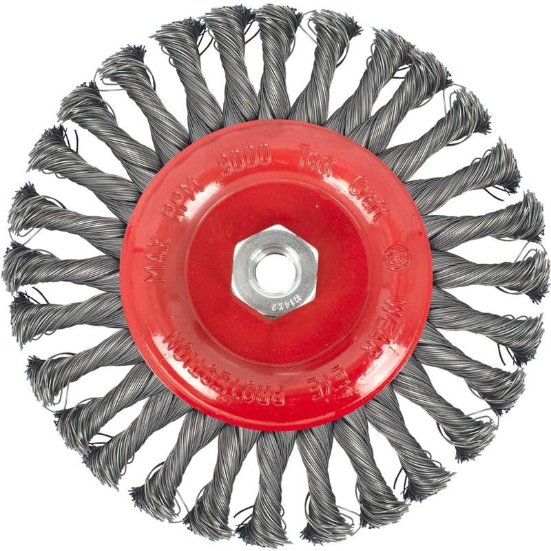 Wire wheel brush single section twisted plain 175mmxm14 blister