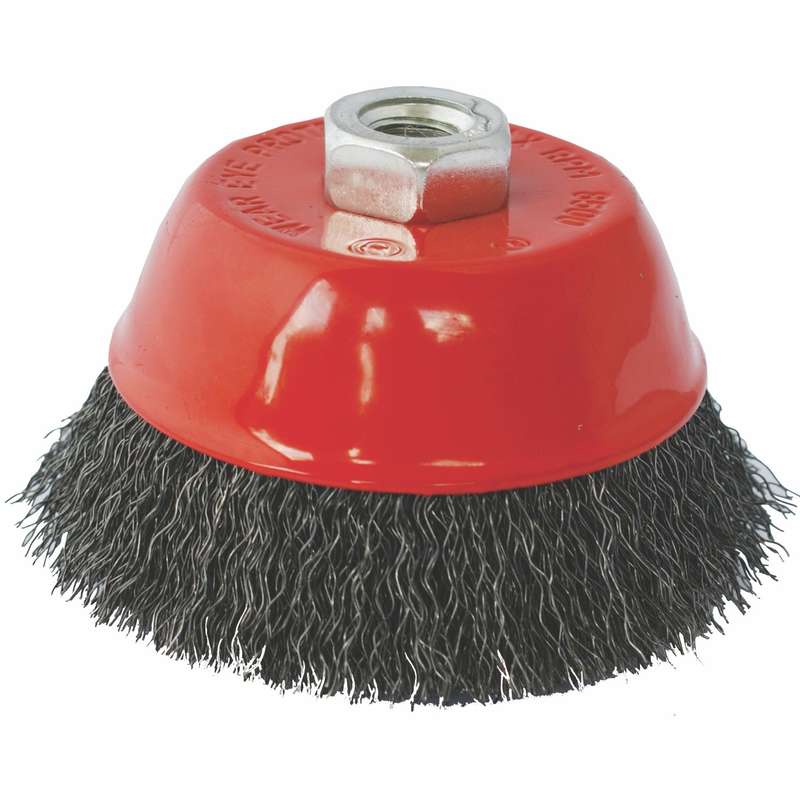 Wire cup brush crimped plain 100mmxm14 blister