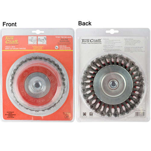 Wire cup brush twisted 150mm x m14 with 0.80mm wire heavy duty