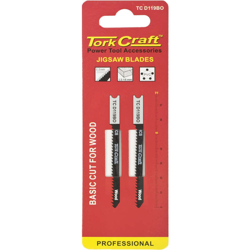 U-shank jigsaw blade 12tpi wood 2mm 2pc