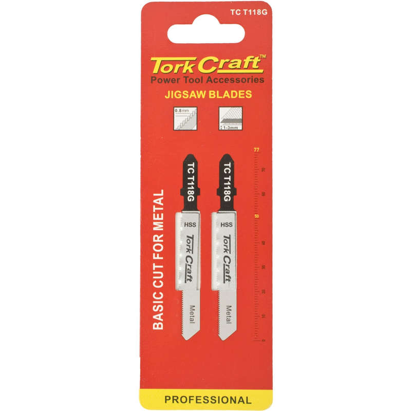 T-shank jigsaw blade for metal .8mm 28tpi 75mm 2pc
