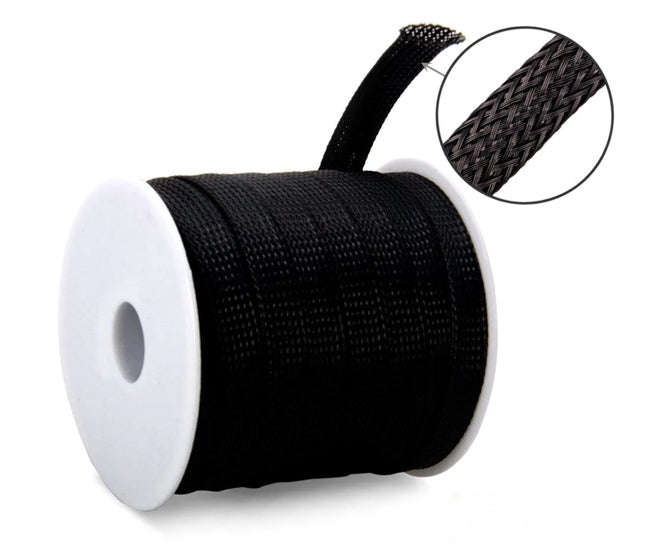 Braided sleeving flat6 exp od=12mm pet6bk *dbk*