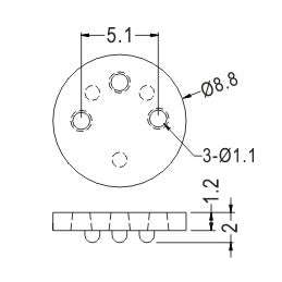 Spacer plastic to5 2mm 3hole to-05s
