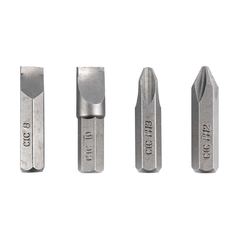 Impact driver insert bits 4pc 5/16' ph2/ph3/sl8mm/sl10mm