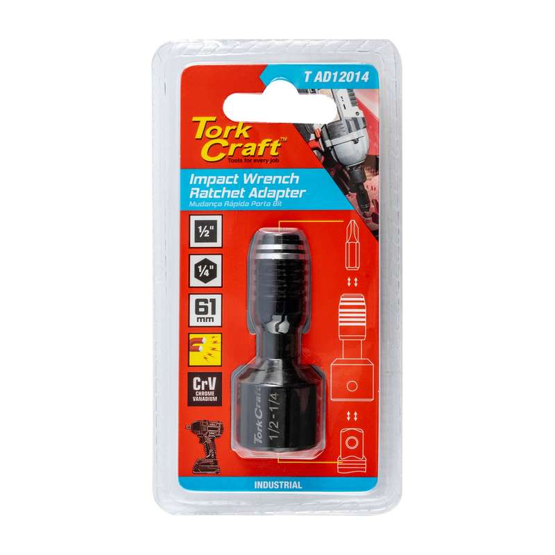 Adaptor 1/2'f sq x 1/4'f hex  60mm mag impact wrench ratchet socket