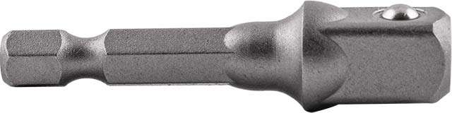 Socket adaptor 3/8'm sq x 50mm 1/4'm hex shank carded