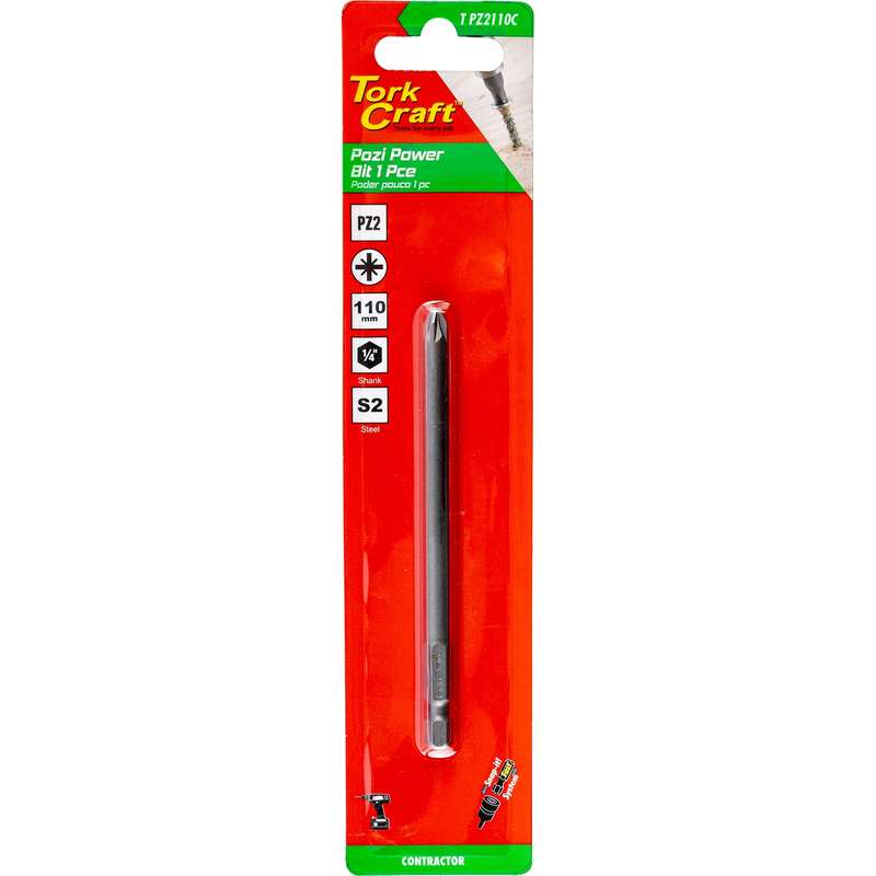 Pozi pz2 x 110mm power bit 1pc carded