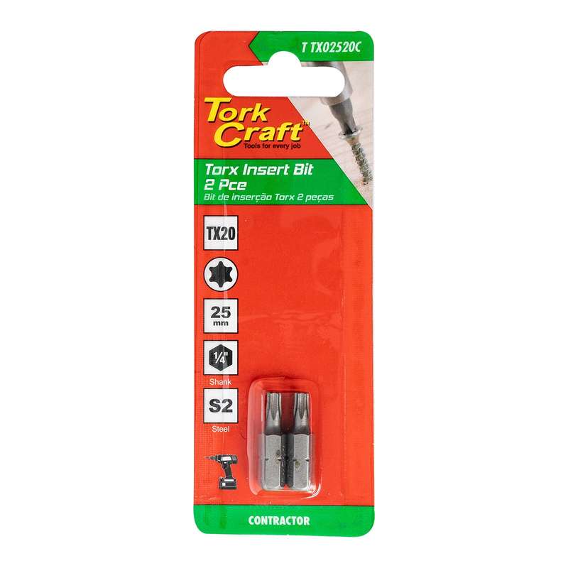 Torx tx 20 classic insert bit 25mm 2pc carded
