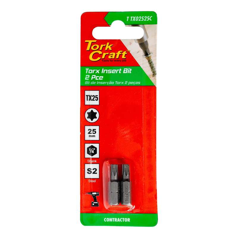 Torx tx 25 classic insert bit 25mm 2pc carded
