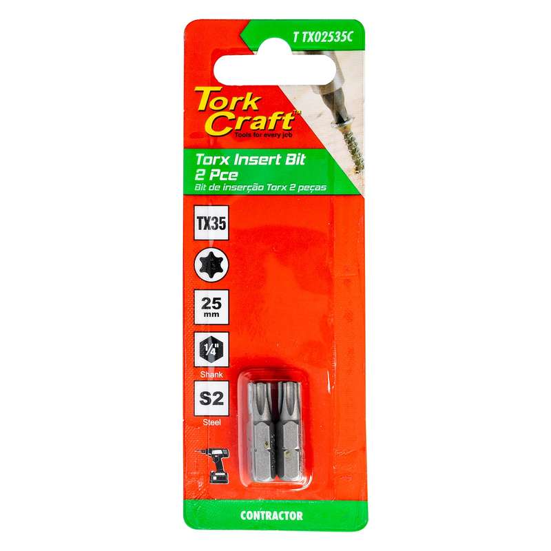 Torx tx 35 classic insert bit 25mm 2pc carded