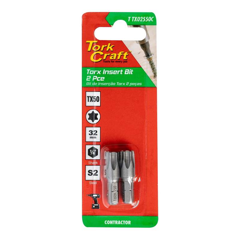 Torx tx 50 classic insert bit 25mm 2pc carded