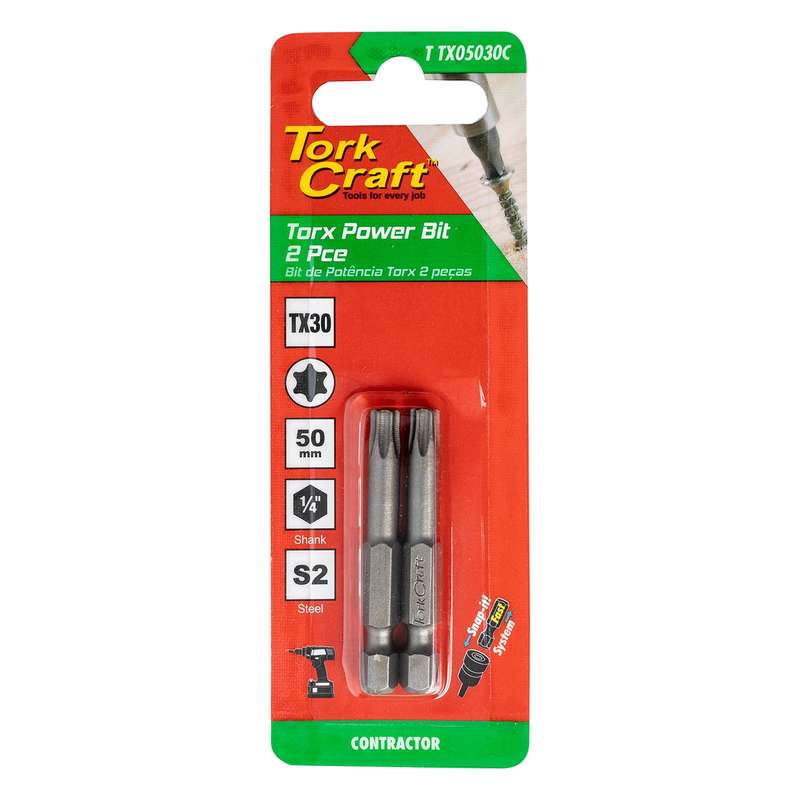 Torx tx 30 classic power bit 50mm 2pc carded