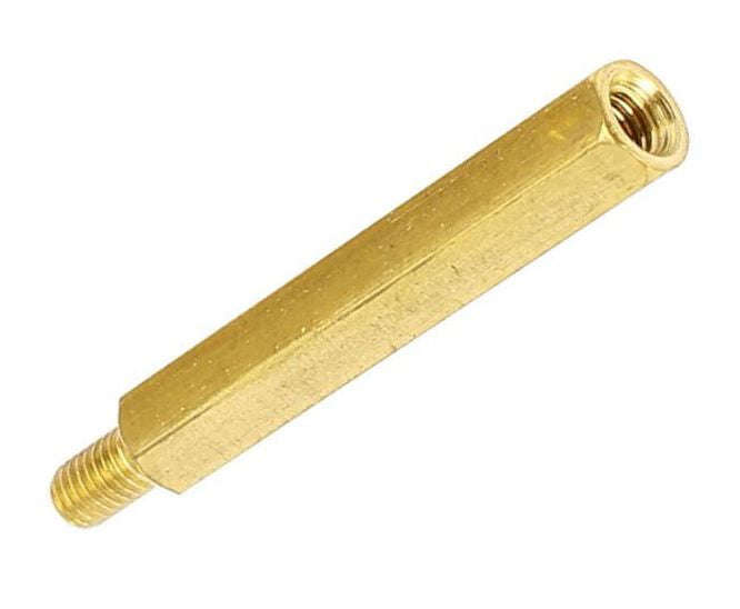 Nickel plated brass metal pcb spacer mal-fem m3x30x6mm v6256k