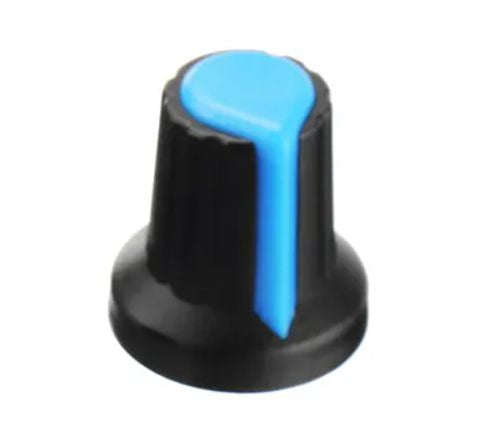 Knob black splined with blue marker 6mm 15x17 wh-148-2-blue