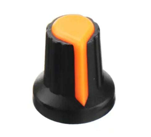 Knob black splined with orange marker 6mm 15x17 wh-148-2-orange