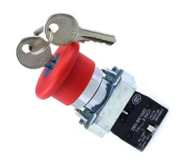 Push button emergency stop key mushroom head n/c 4 PB-ADP2-BS142