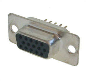 Socket d-sub 15w vga pcb straight metal ych15s