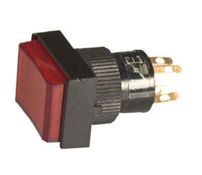 Illumin push butt switch red dpst 250v 3a a16-22zjr220v