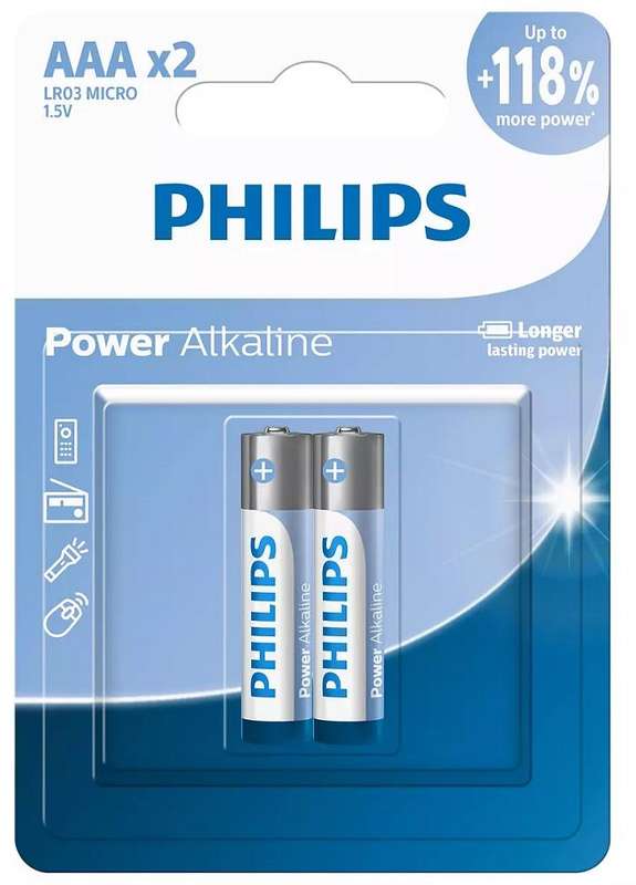 POWER ALKALINE AAA BATTERY 2 PACK