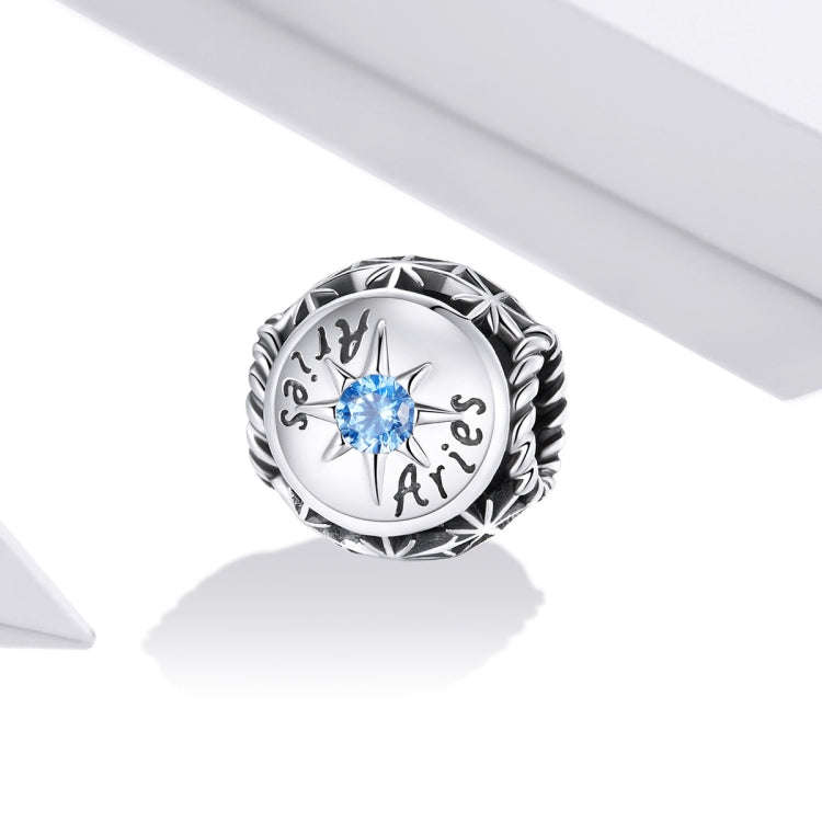 S925 Sterling Silver Twelve Constellation Zircon Beads DIY Bracelet Necklace Accessories, Style:A...