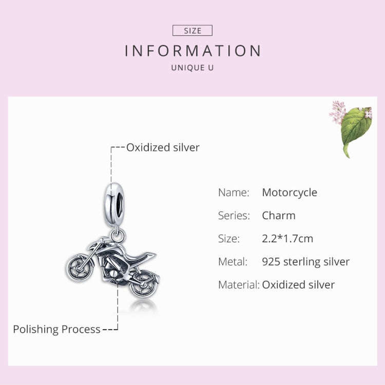 S925 Sterling Silver Motorcycle Pendant DIY Bracelet Necklace Accessories