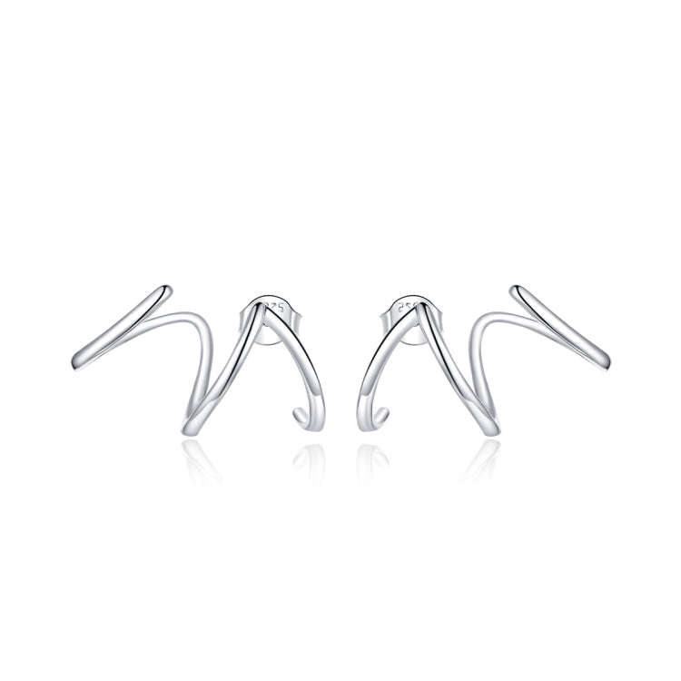 S925 Sterling Silver Simple Style Lines Women Earrings