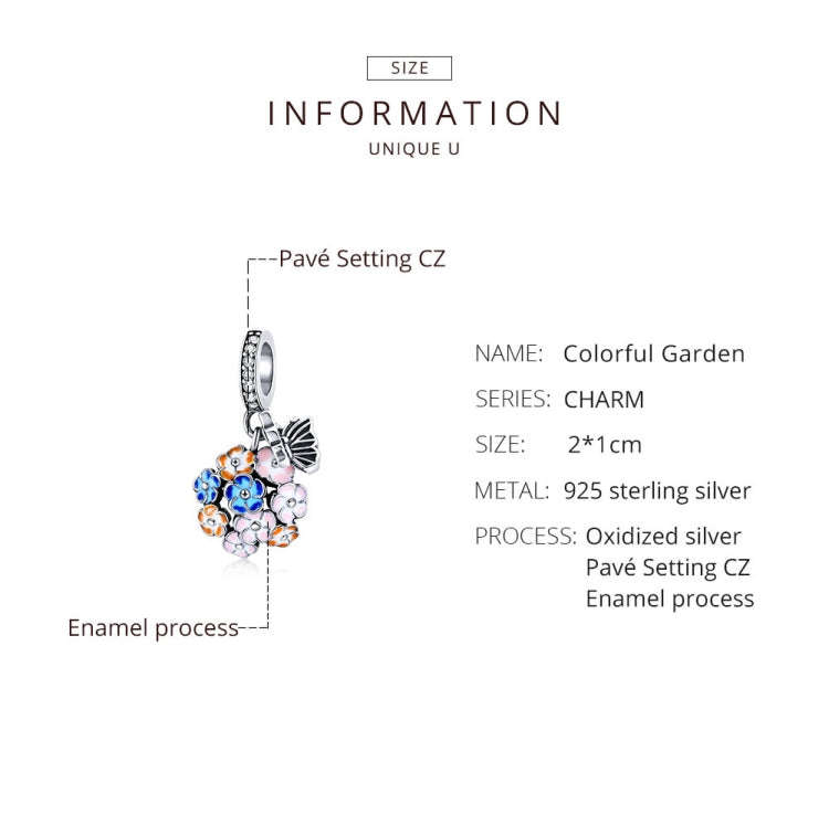 S925 Sterling Silver Colorful Zircon Flowers Pendant DIY Bracelet Necklace Accessories