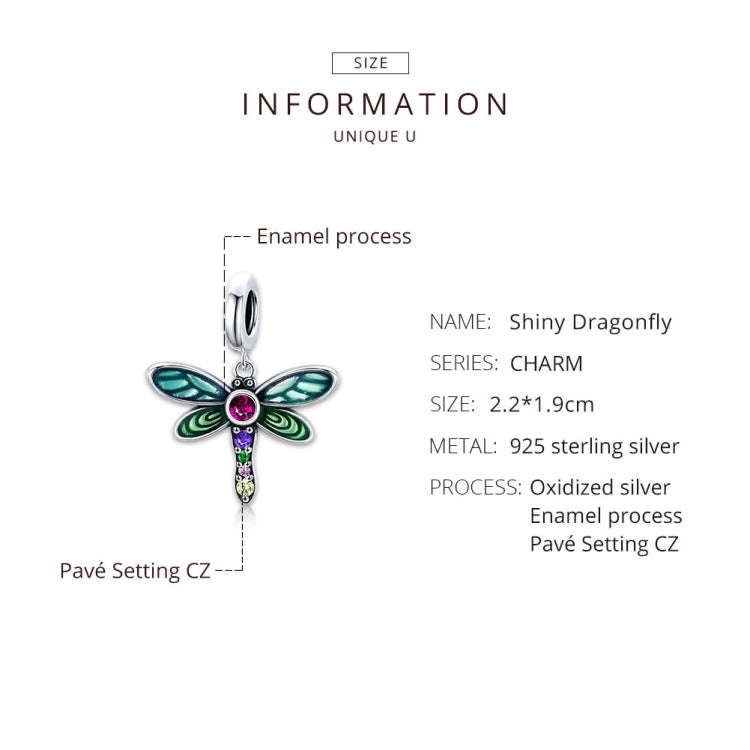 S925 Sterling Silver Shiny Dragonfly Pendant DIY Bracelet Necklace Accessories