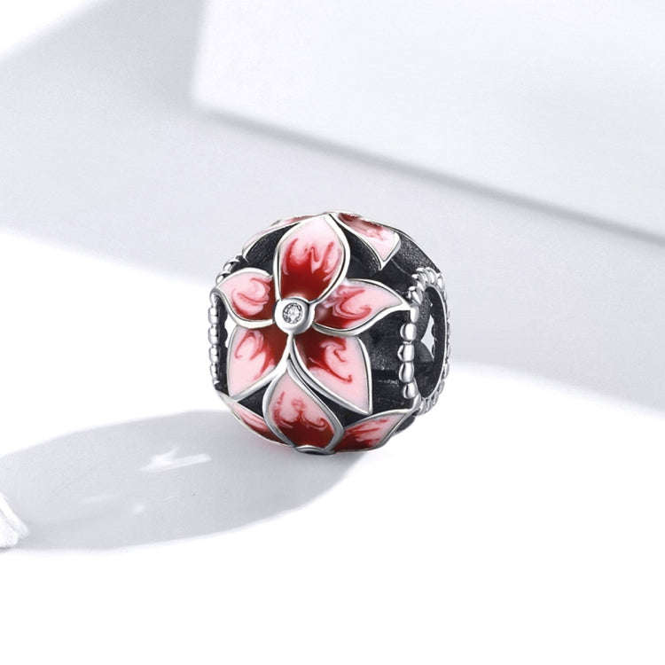 S925 Sterling Silver Pink Flowers Beads DIY Bracelet Necklace Accessories