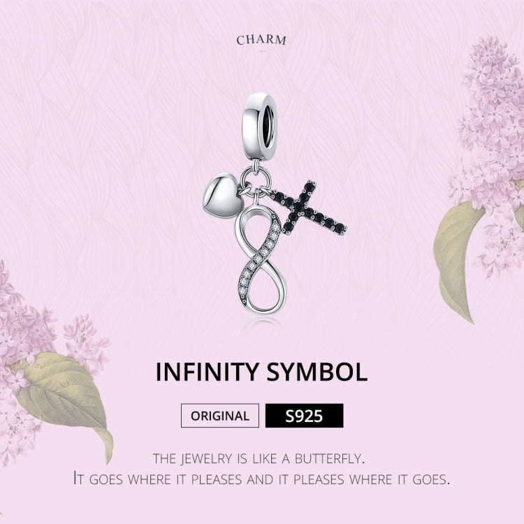 S925 Sterling Silver Infinity Symbol Cross Pendant DIY Bracelet Necklace Accessories