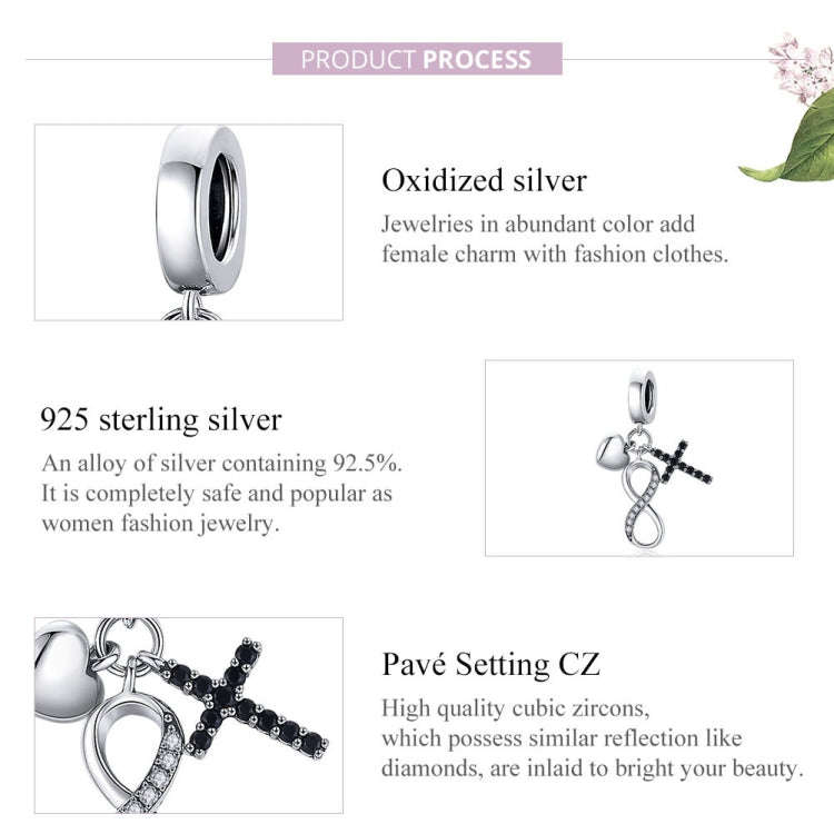 S925 Sterling Silver Infinity Symbol Cross Pendant DIY Bracelet Necklace Accessories