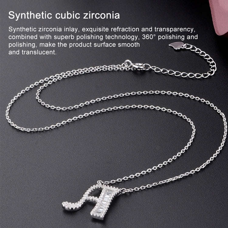 Women Fashion S925 Sterling Silver English Alphabet Pendant Necklace, Style:H