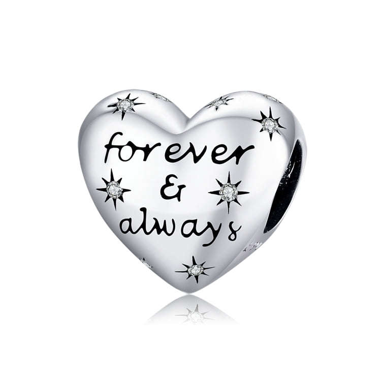 S925 Sterling Silver Shiny Heart Lettering Beads DIY Bracelet Necklace Accessories