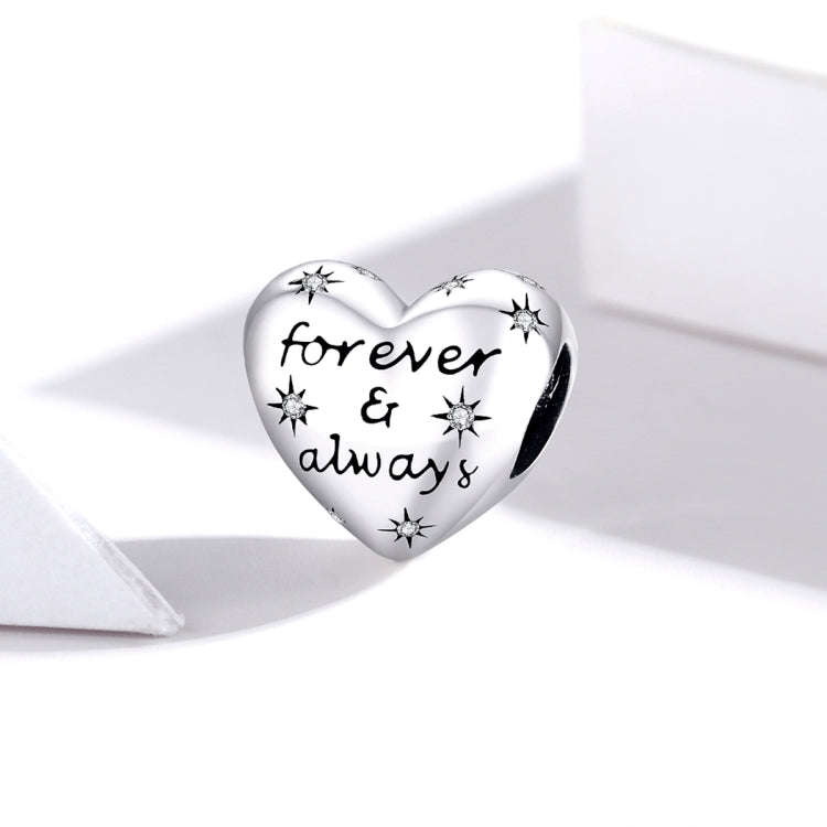 S925 Sterling Silver Shiny Heart Lettering Beads DIY Bracelet Necklace Accessories
