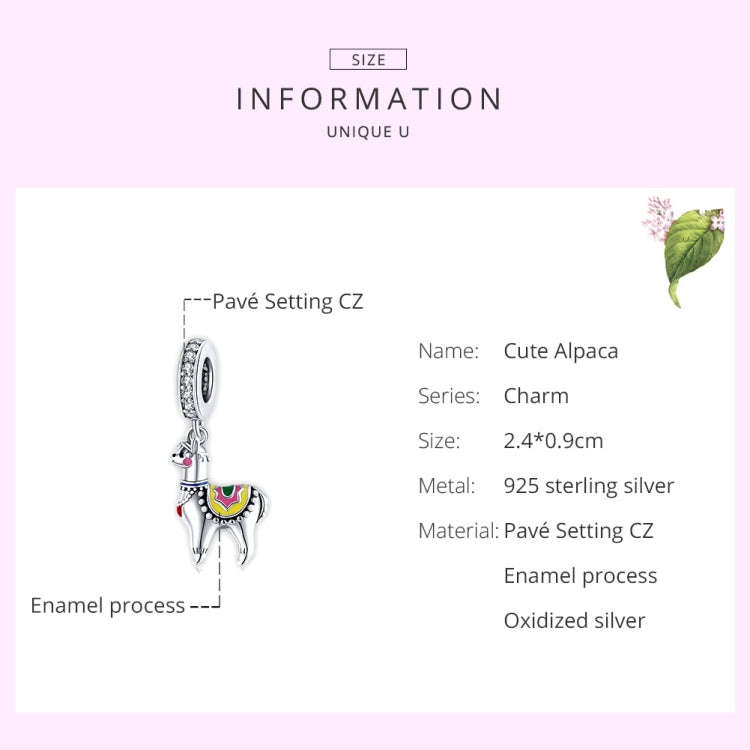 S925 Sterling Silver Cute Alpaca Pendant DIY Bracelet Necklace Accessories