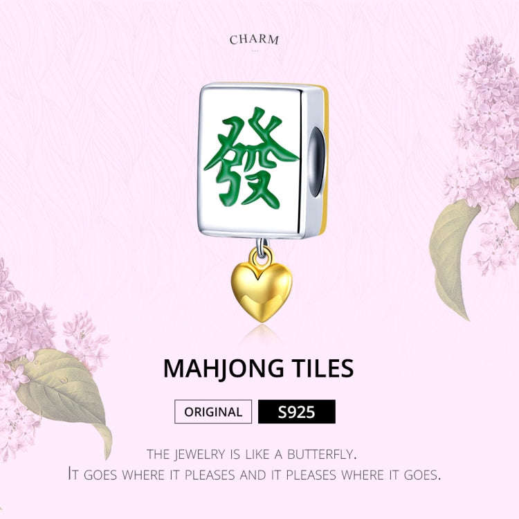 S925 Sterling Silver Mahjong Tiles Beads DIY Bracelet Necklace Accessories